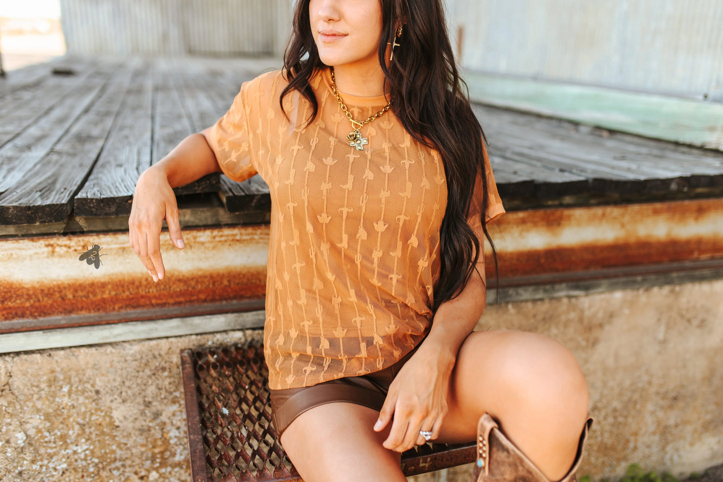 SIZE S/M Cowtown Cutesy Top *Saddle*