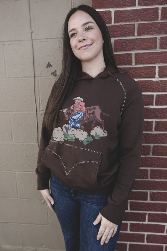 SIZE MEDIUM The Bulldogger Hoodie *Chocolate*