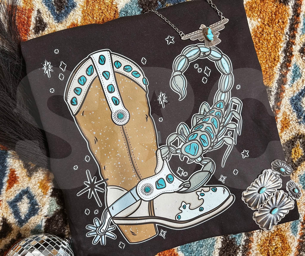 PREORDER Boots/Scorpion Tee (SHIPS TO ME: 20-24 BUSINESS DAYS AFTER 10/12)