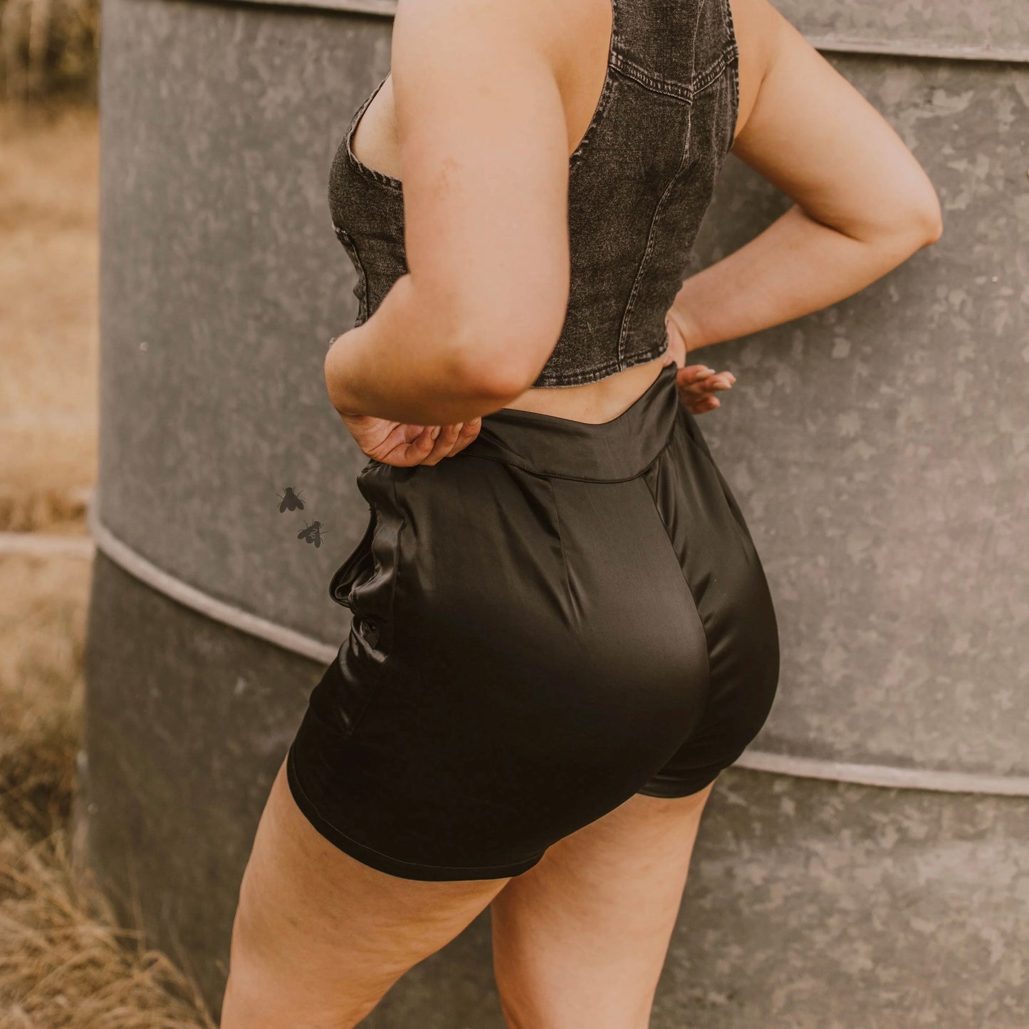SIZE SMALL Cowboy Tuxedo Satin Shorts