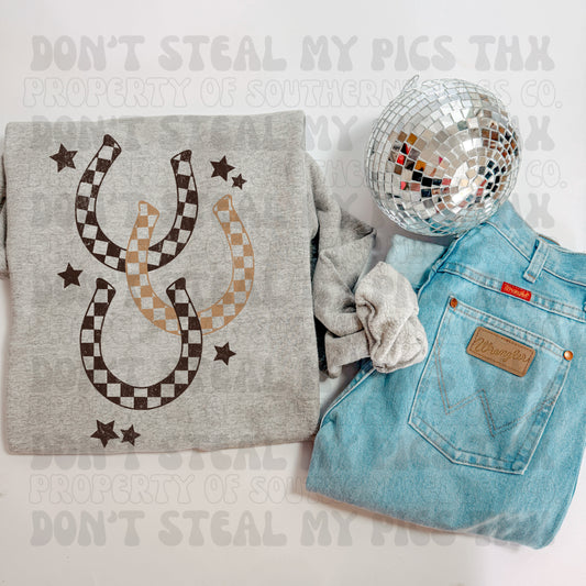 PREORDER Checkered Horseshoes Tee/Crew (SHIPS TO ME: 20-24 BUSINESS DAYS AFTER 7/31)