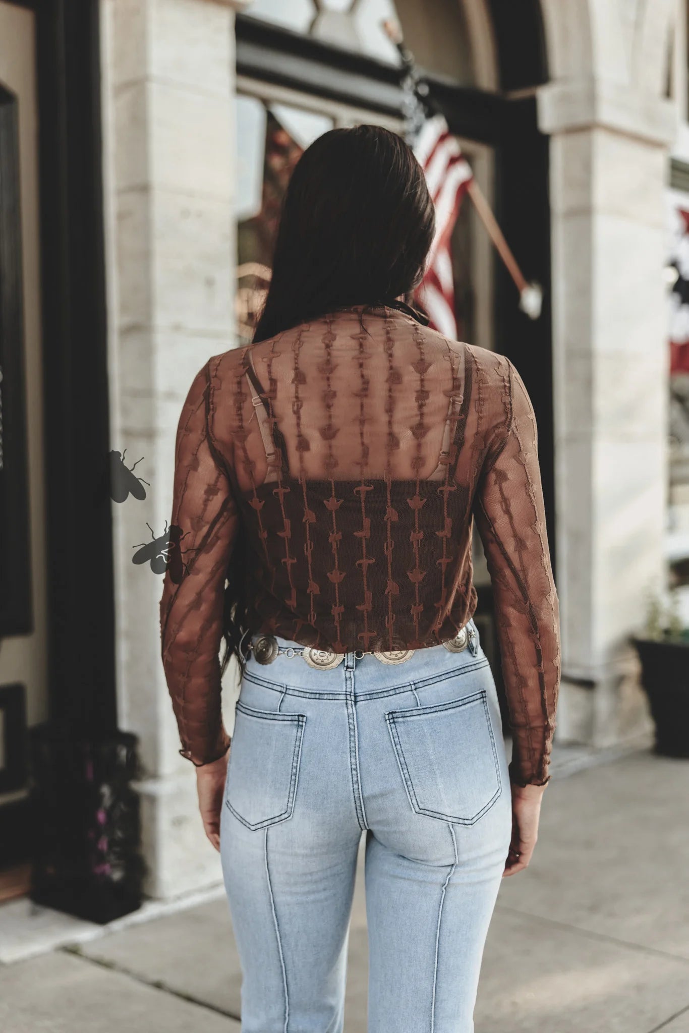 SIZE LARGE Lariat Lace Long Sleeve *Chocolate*