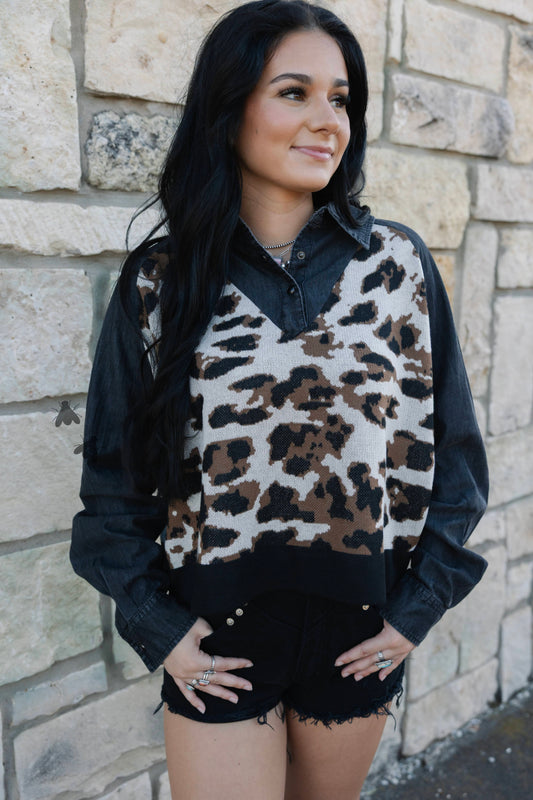 SIZE L/XL Doubleshift Top *Leopard*