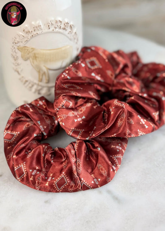 Rust Aztec Scrunchie