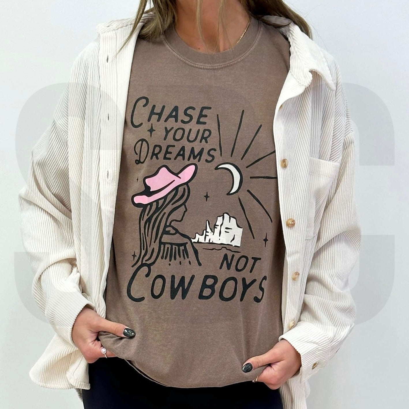 SIZE MEDIUM Chase Dreams, Not Cowboys Tee