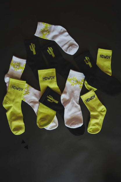 Neon Cacti Crew Socks