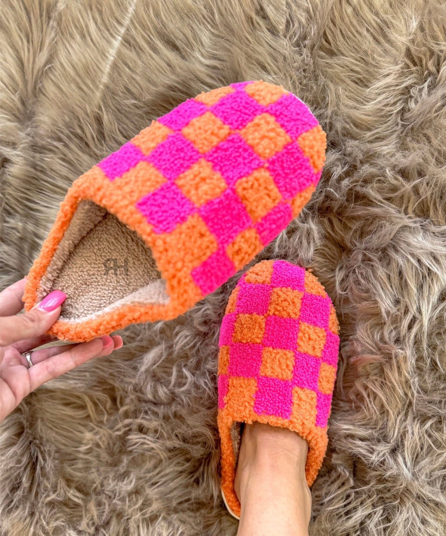 PREORDER Neon Checkered Slippers (SHIPS TO ME: MID NOVEMBER)