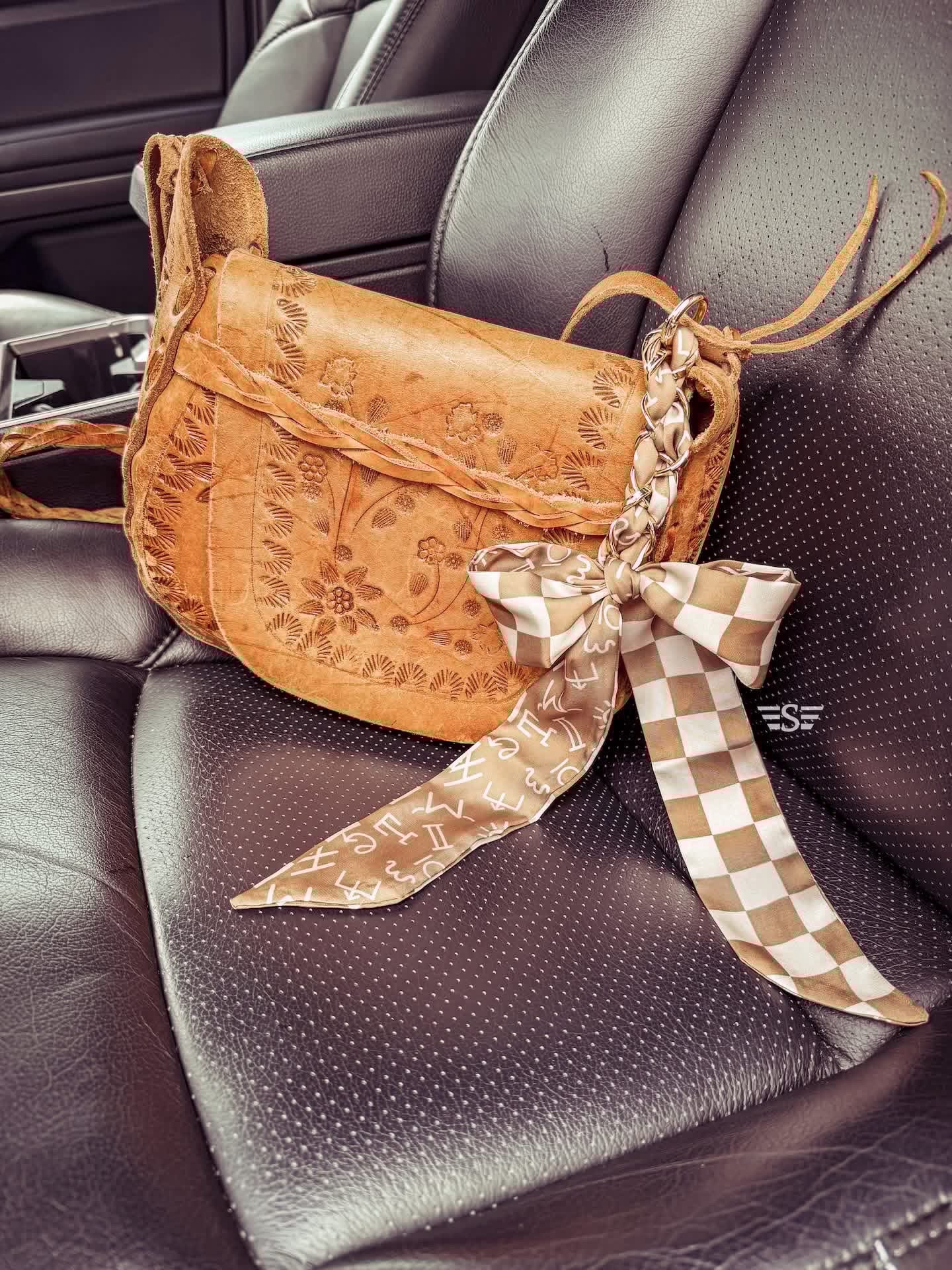 Neutral Checkered Brands Twilly Bag Charm (SHIPS: 5-7 BUSINESS DAYS)