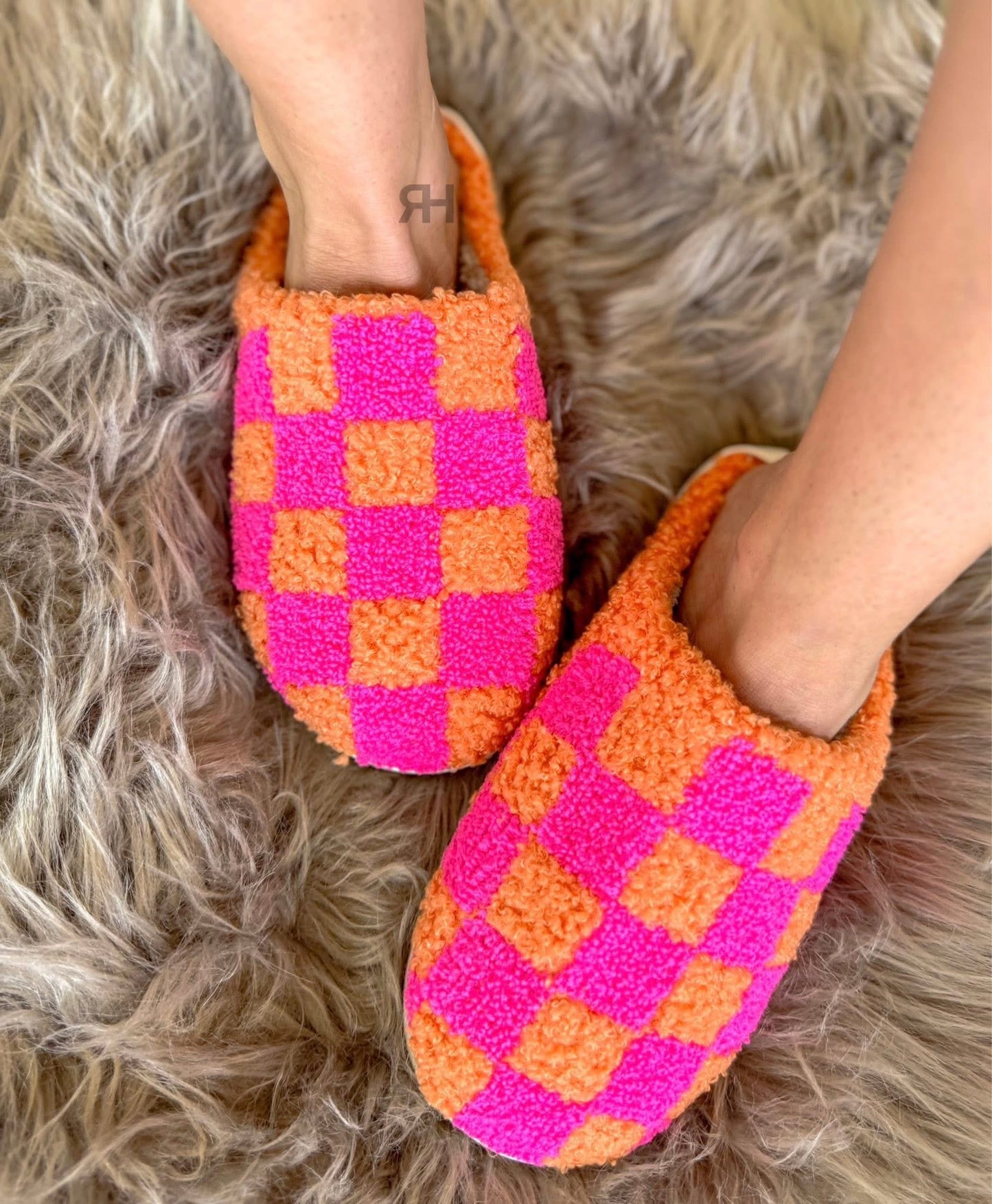 PREORDER Neon Checkered Slippers (SHIPS TO ME: MID NOVEMBER)