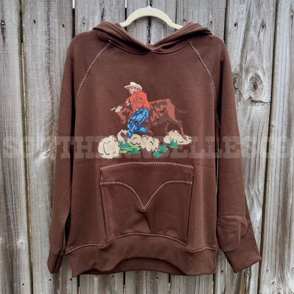SIZE MEDIUM The Bulldogger Hoodie *Chocolate*