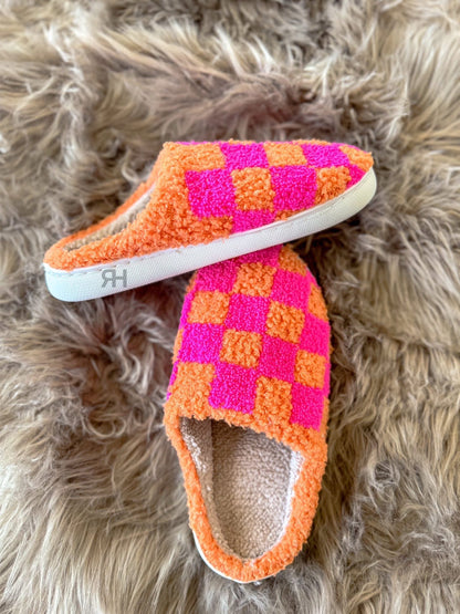 PREORDER Neon Checkered Slippers (SHIPS TO ME: MID NOVEMBER)