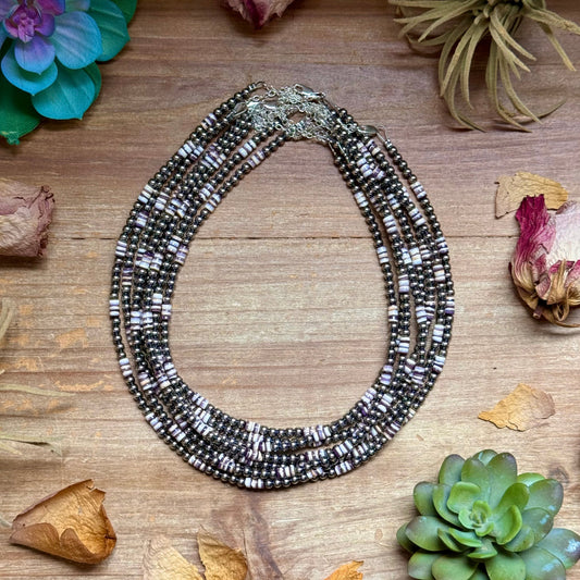 Wampum Shell & Sterling Silver Necklace 4mm 16"