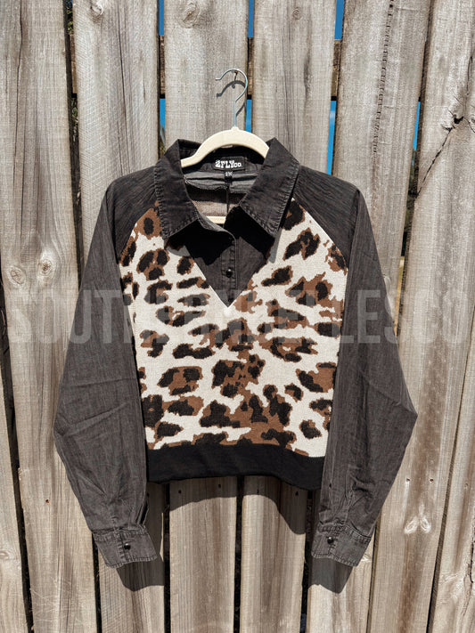 SIZE L/XL Doubleshift Top *Leopard*
