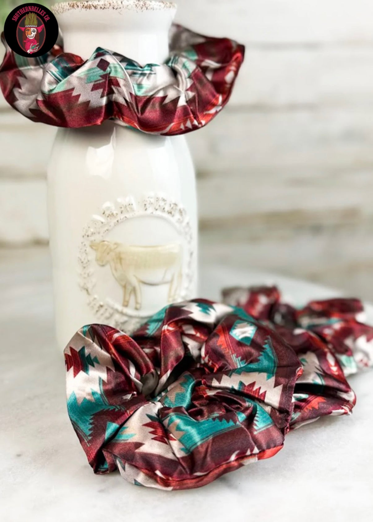 Burgundy Aztec Scrunchie