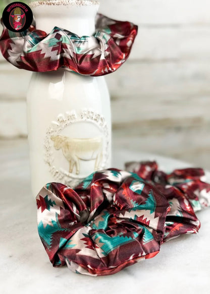 Burgundy Aztec Scrunchie