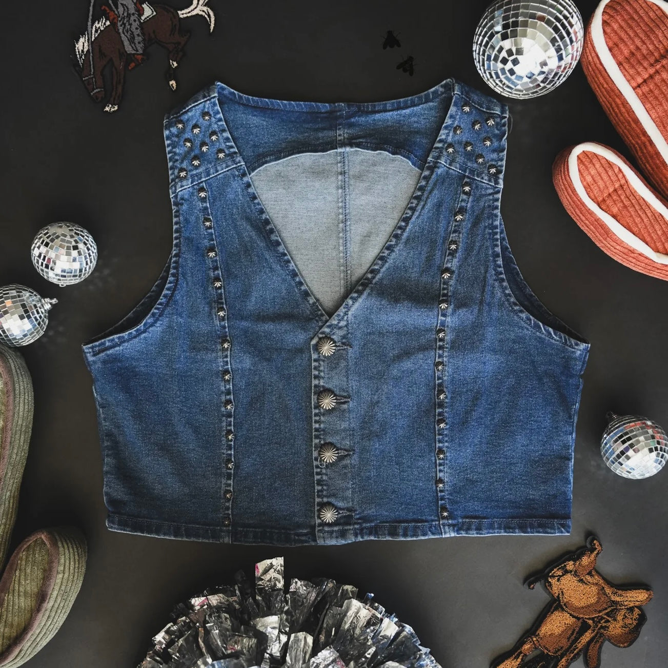 SIZE S/M Pecos Queen Denim Vest