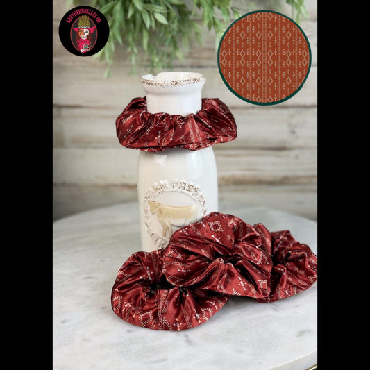 Rust Aztec Scrunchie