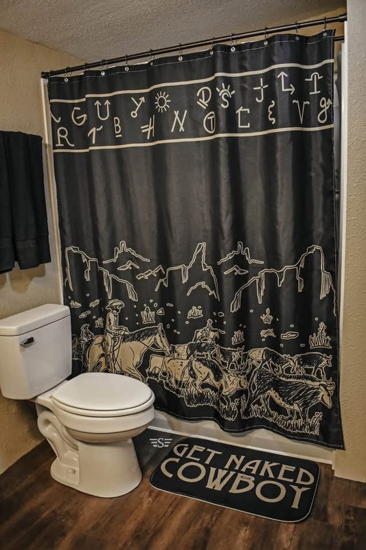Black Cattle Drive Shower Curtain Set (SHIPS: 5-7 BUSINESS DAYS)