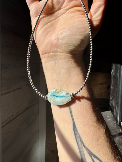3mm Sterling Silver Pearls with Peruvian Opal