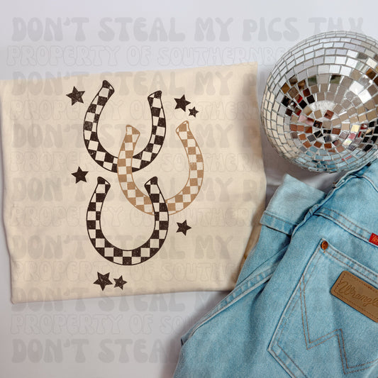 PREORDER Checkered Horseshoes Tee/Crew (SHIPS TO ME: 20-24 BUSINESS DAYS AFTER 7/31)