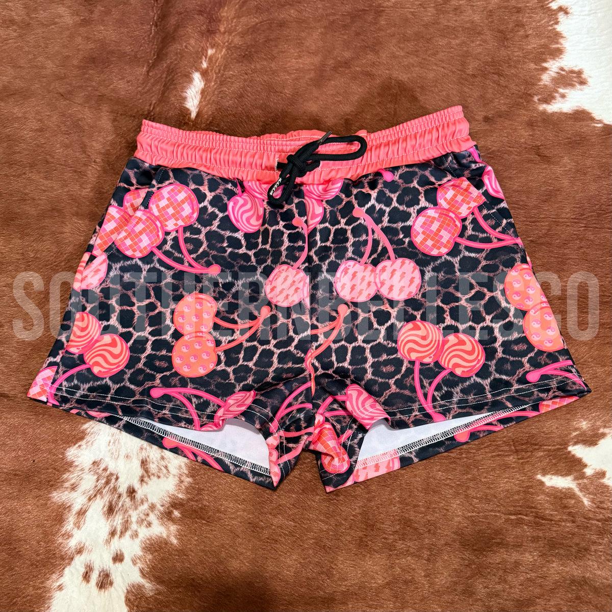 SIZE MEDIUM Leopard Cherries Lounge Shorts