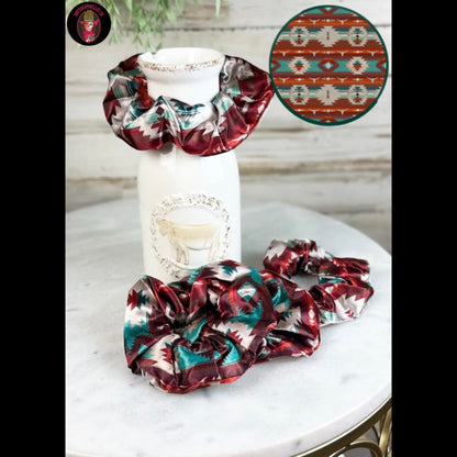 Burgundy Aztec Scrunchie