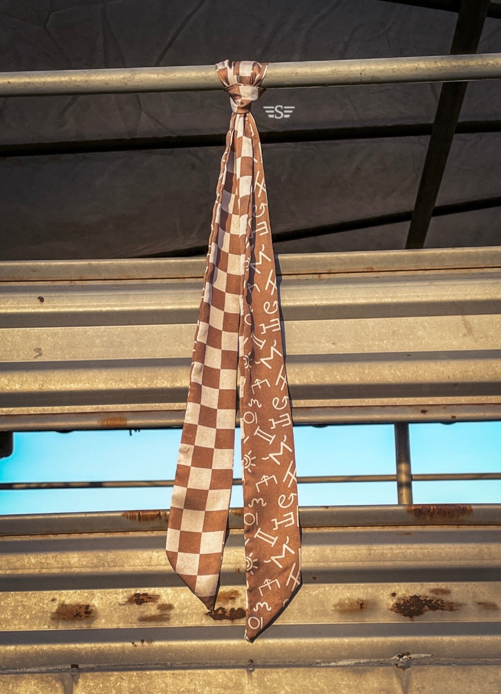 Neutral Checkered Brand Twilly (SHIPS: 5-7 BUSINESS DAYS)