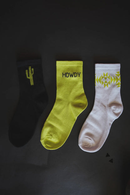 Neon Cacti Crew Socks