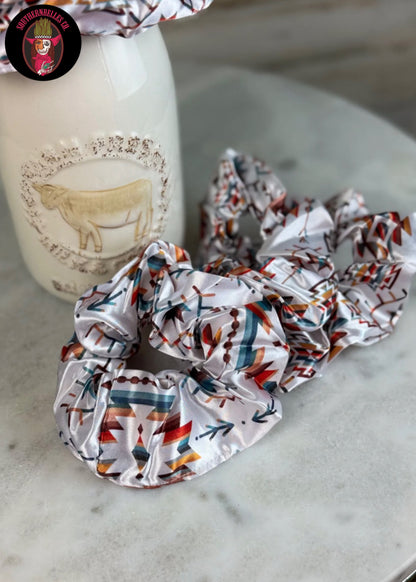 White Aztec Scrunchie