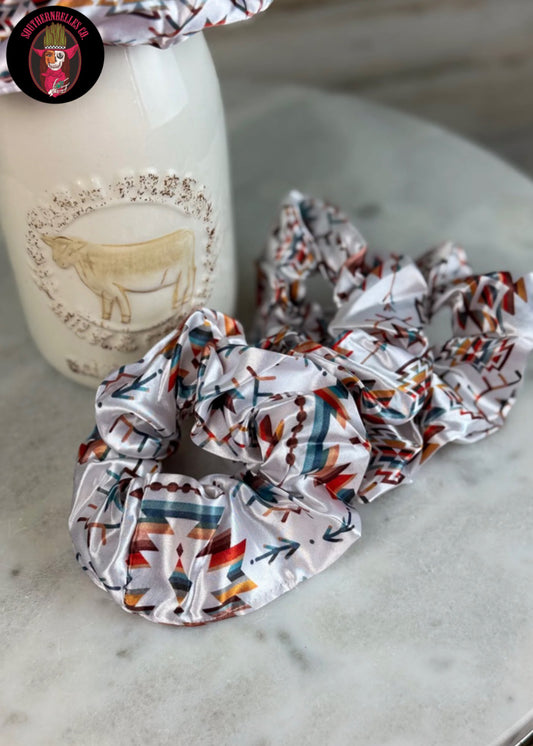 White Aztec Scrunchie