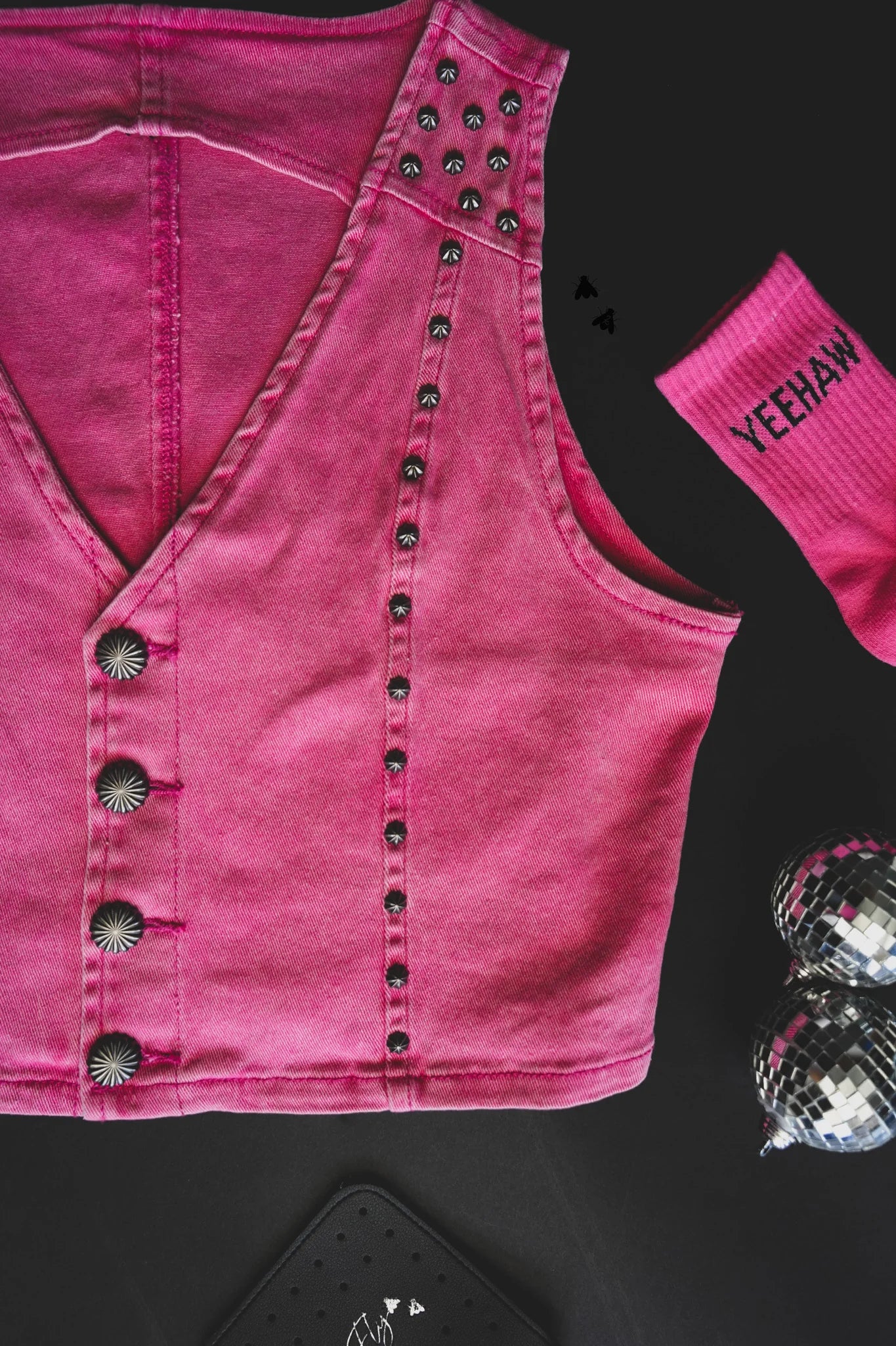 SIZE L/XL Pink Pecos Queen Denim Vest