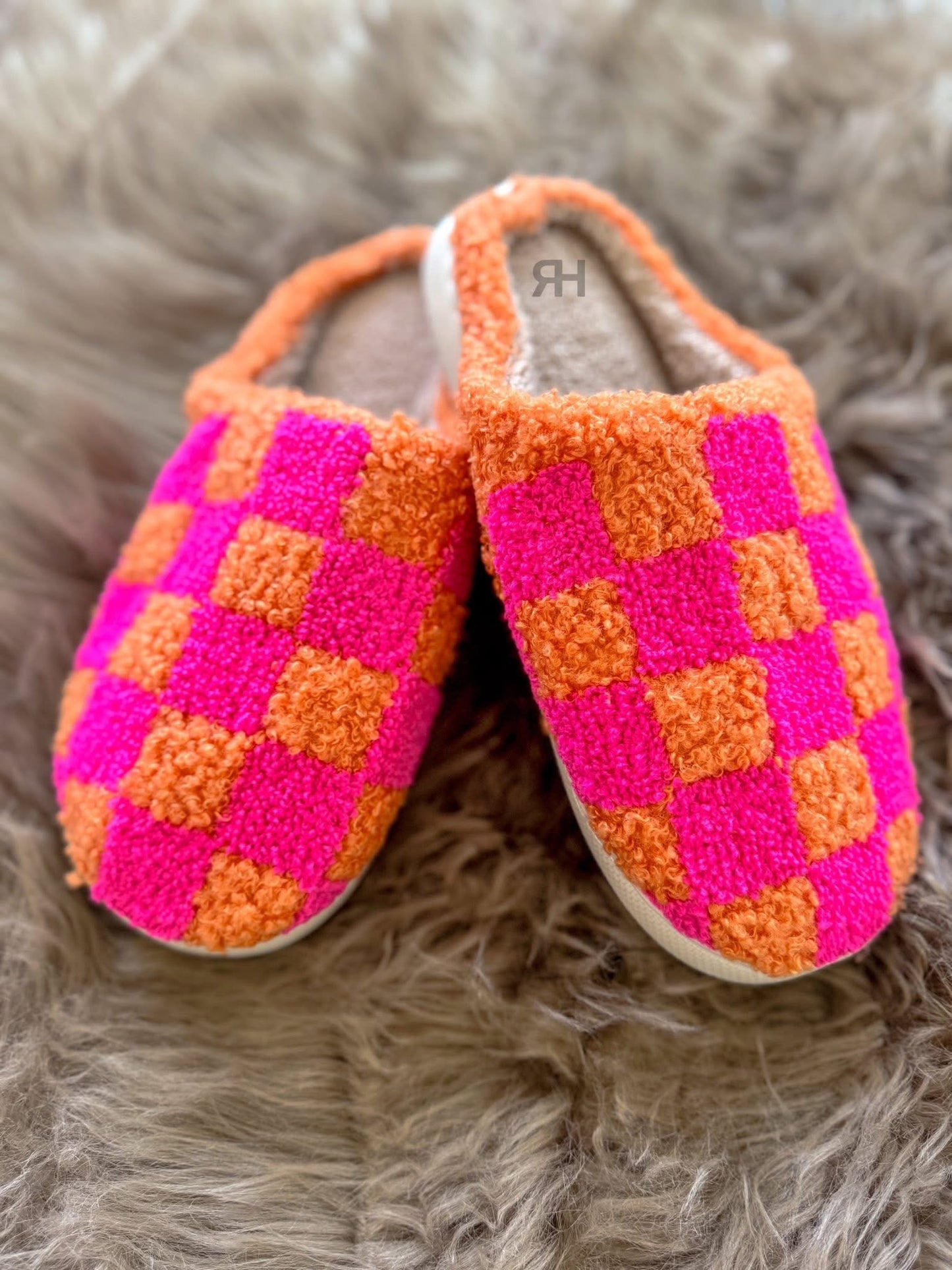 PREORDER Neon Checkered Slippers (SHIPS TO ME: MID NOVEMBER)