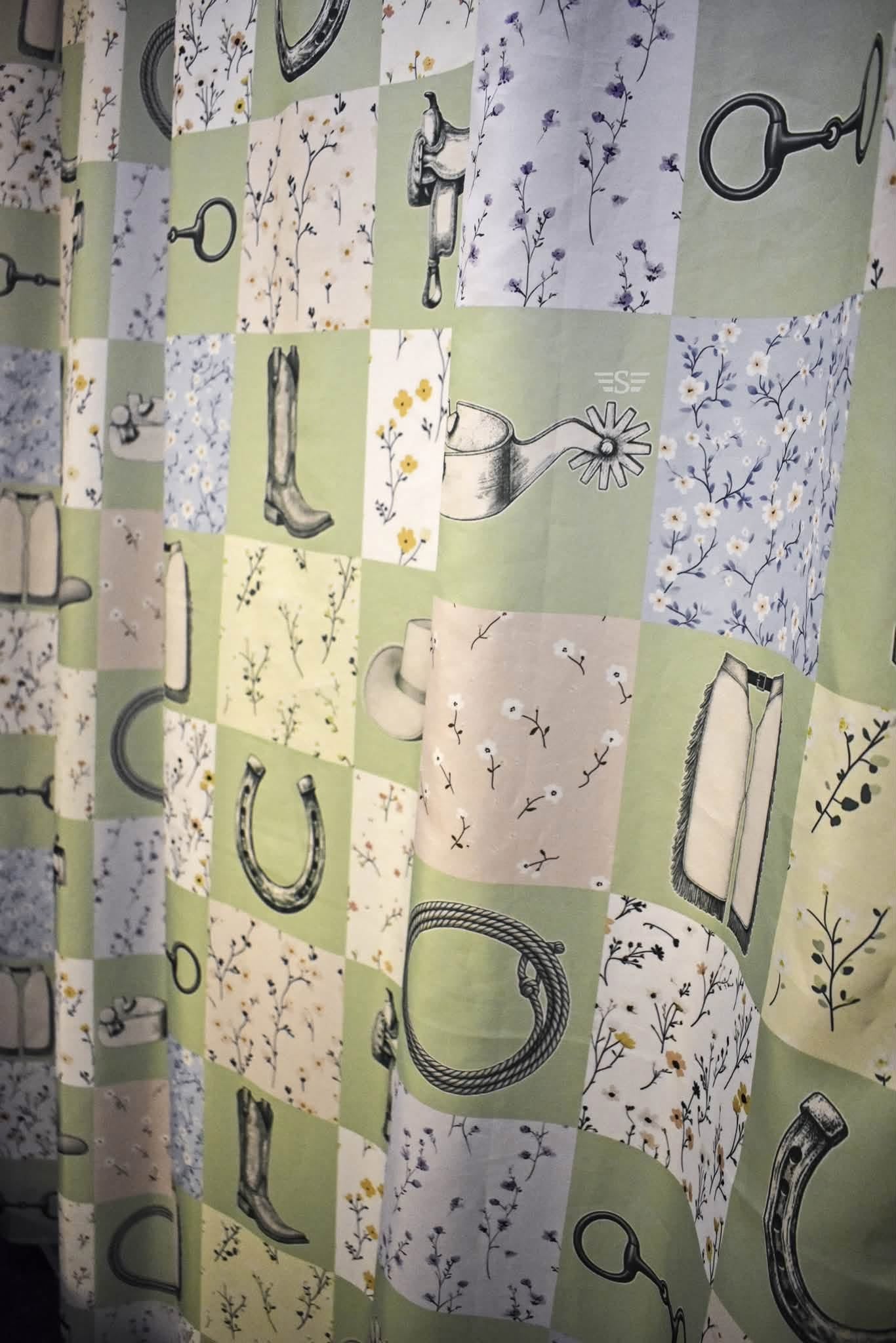 Boots, Bits & Blossoms Shower Curtain Set (SHIPS: 5-7 BUSINESS DAYS)