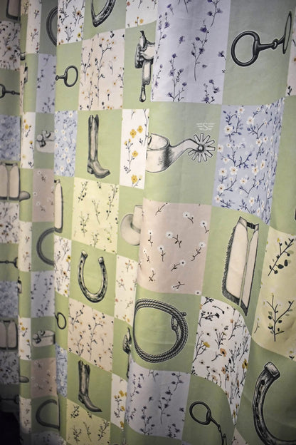 Boots, Bits & Blossoms Shower Curtain Set (SHIPS: 5-7 BUSINESS DAYS)