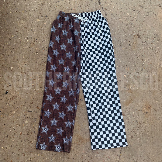 SIZE SMALL Leopard/Zebra Checkered Wide Leg Pants