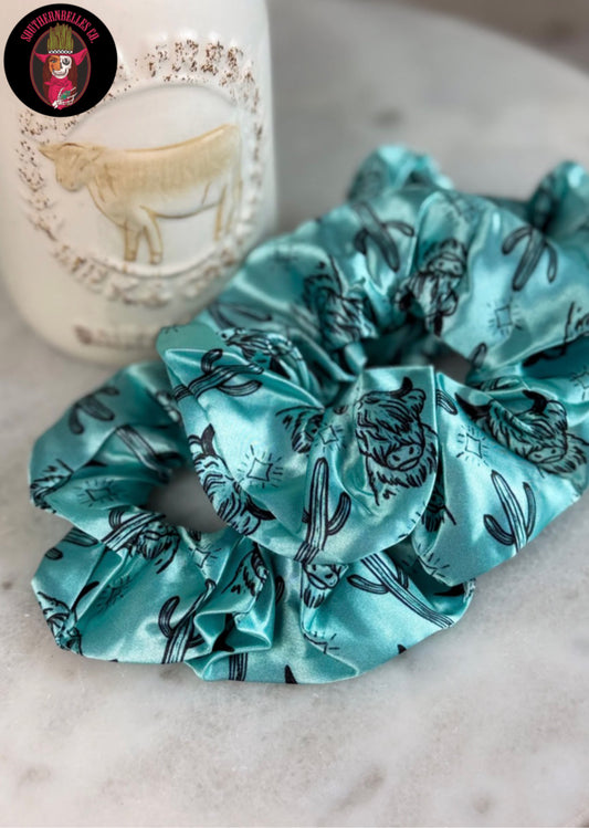 Turquoise Highland Scrunchie