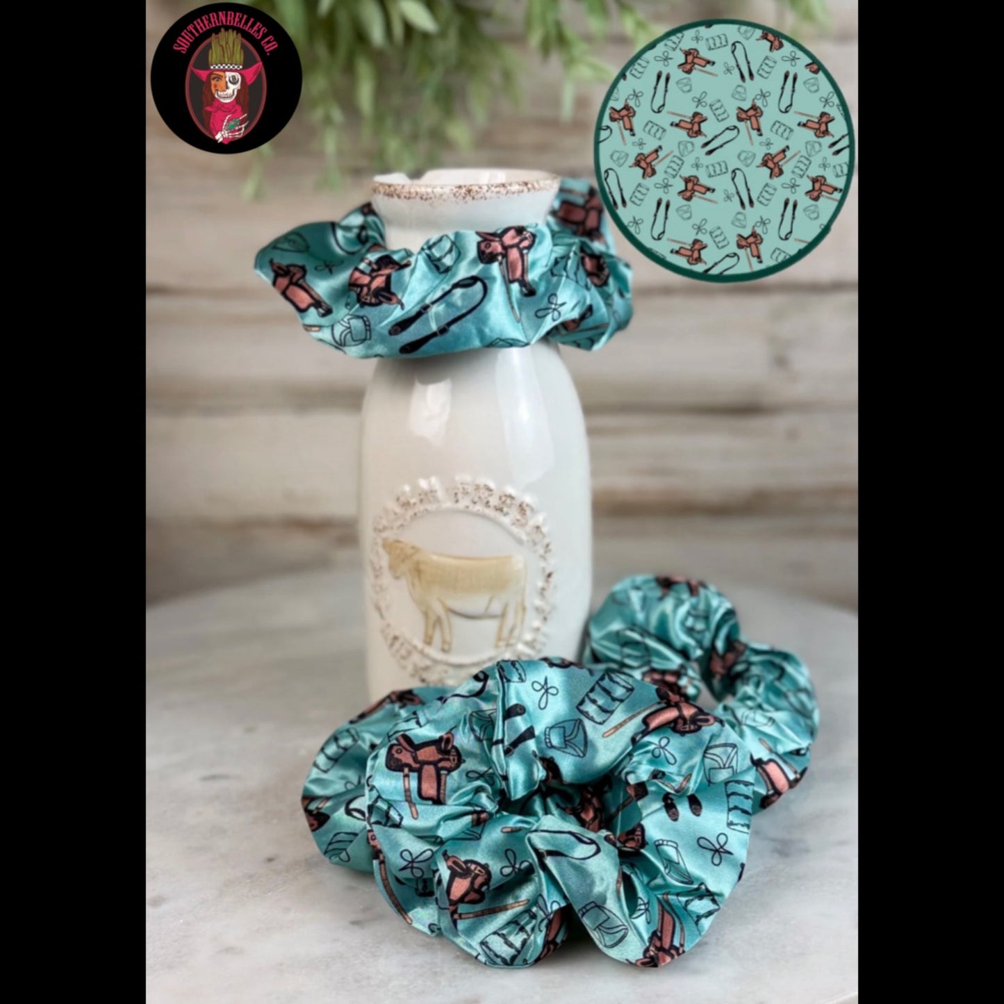 Turquoise Barrel Racer Scrunchie