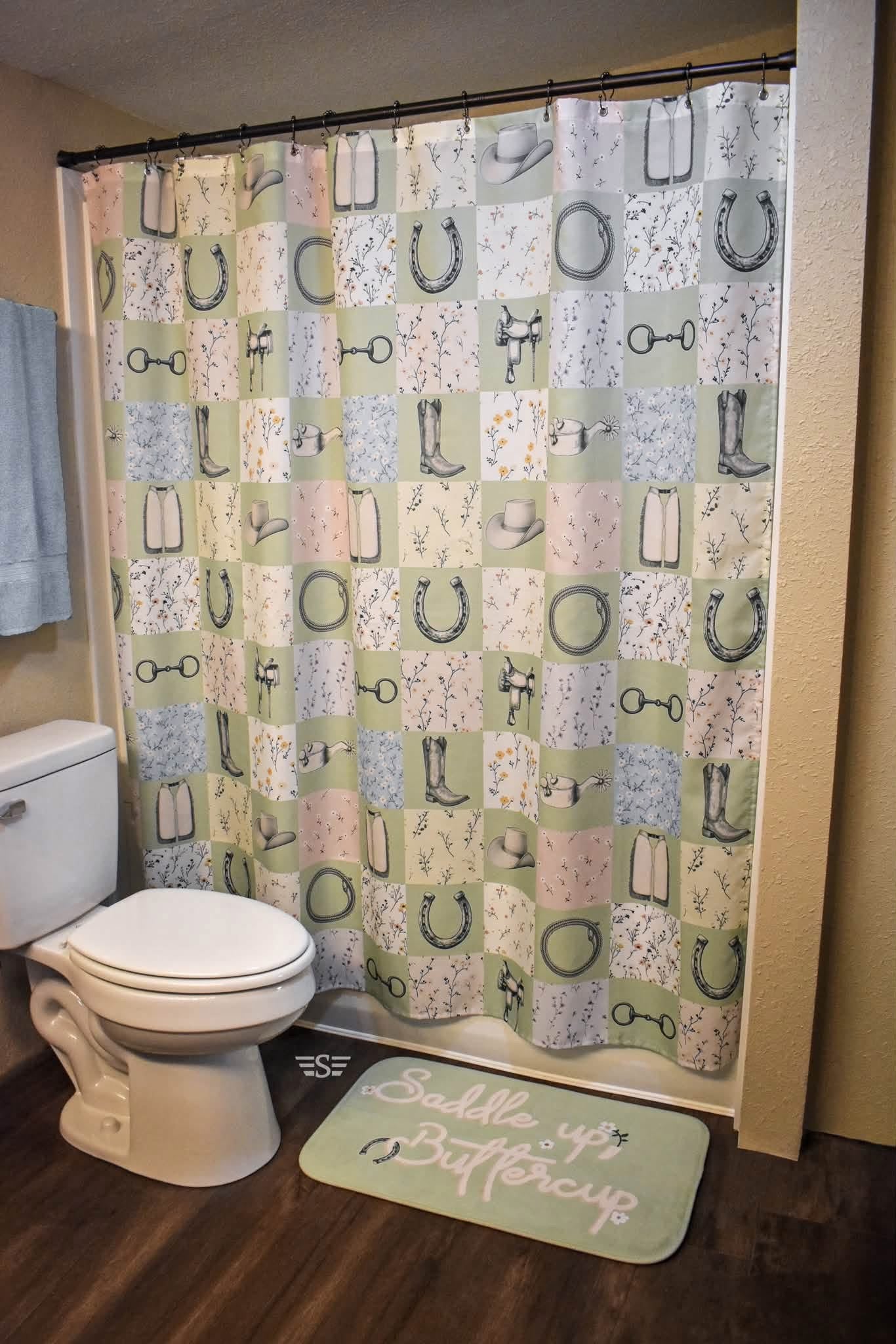 Boots, Bits & Blossoms Shower Curtain Set (SHIPS: 5-7 BUSINESS DAYS)