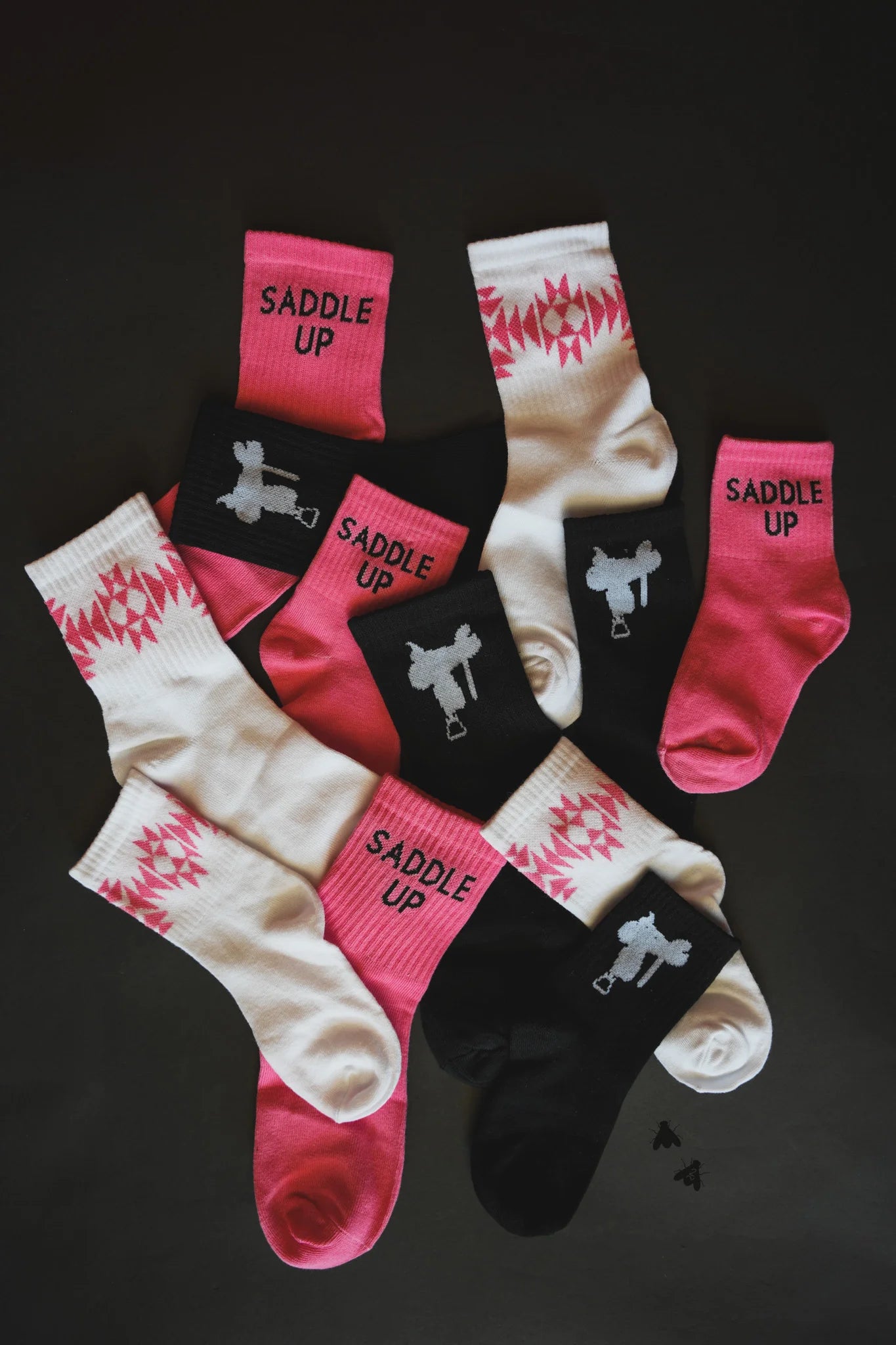 Pink Saddle Up Crew Socks