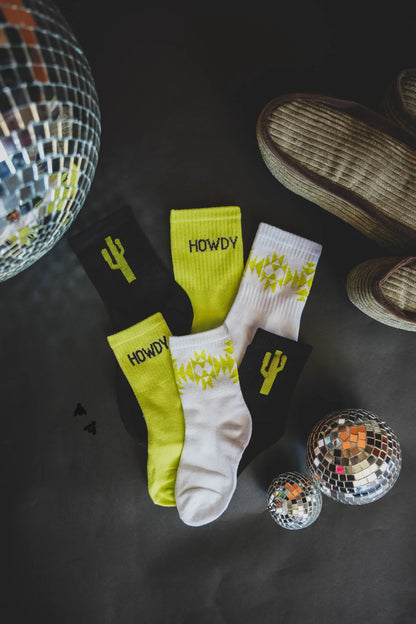 Neon Cacti Crew Socks