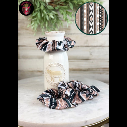 Black & Tan Aztec Scrunchie