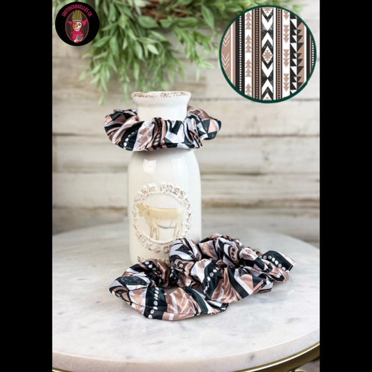 Black & Tan Aztec Scrunchie