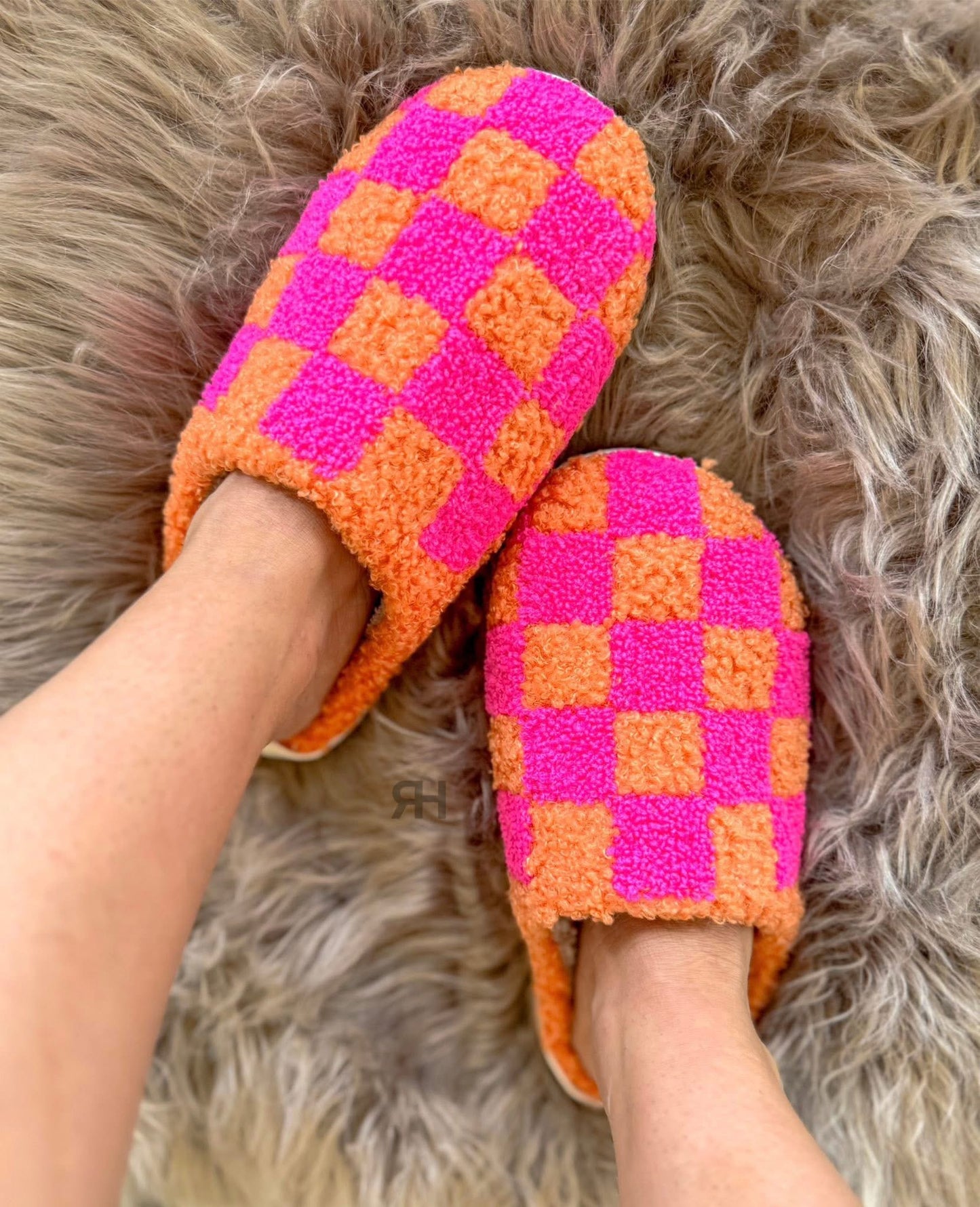 PREORDER Neon Checkered Slippers (SHIPS TO ME: MID NOVEMBER)