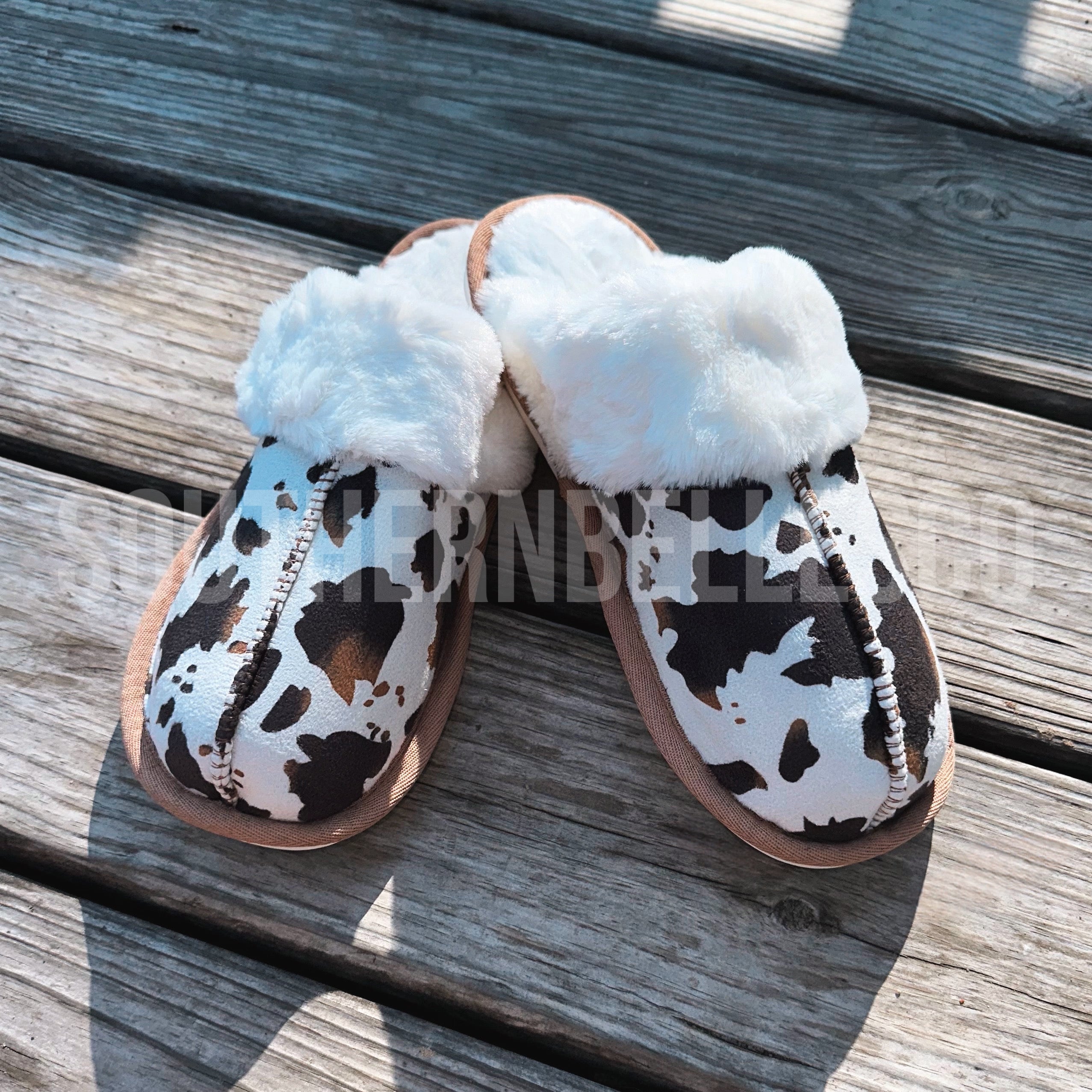 Cow Print Slippers – SouthernBelles Co.