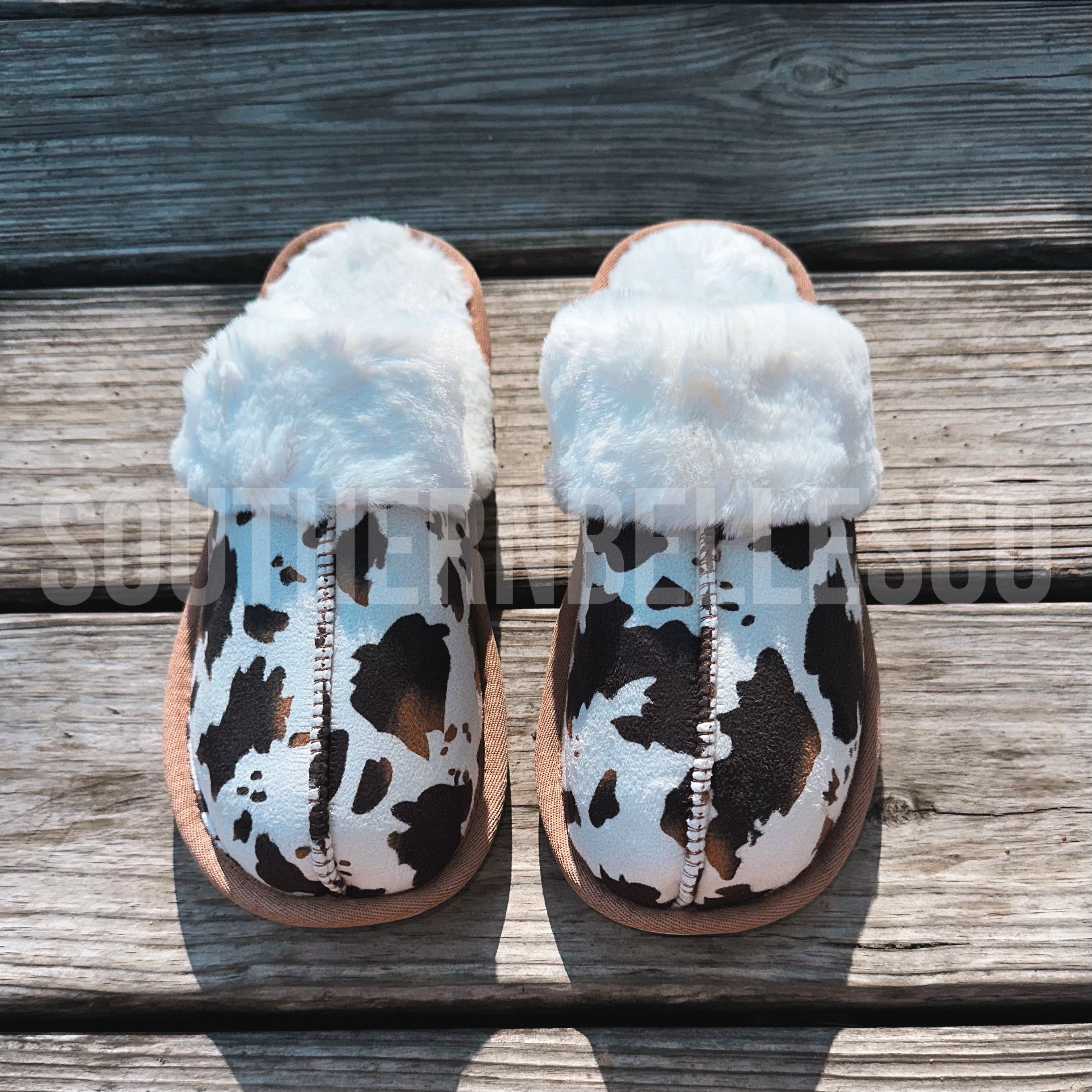 Cow Print Slippers – SouthernBelles Co.