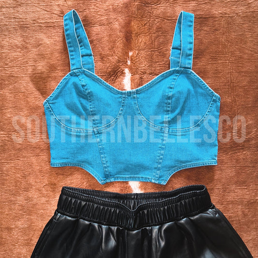 SIZE MEDIUM Fort Worth Denim Crop