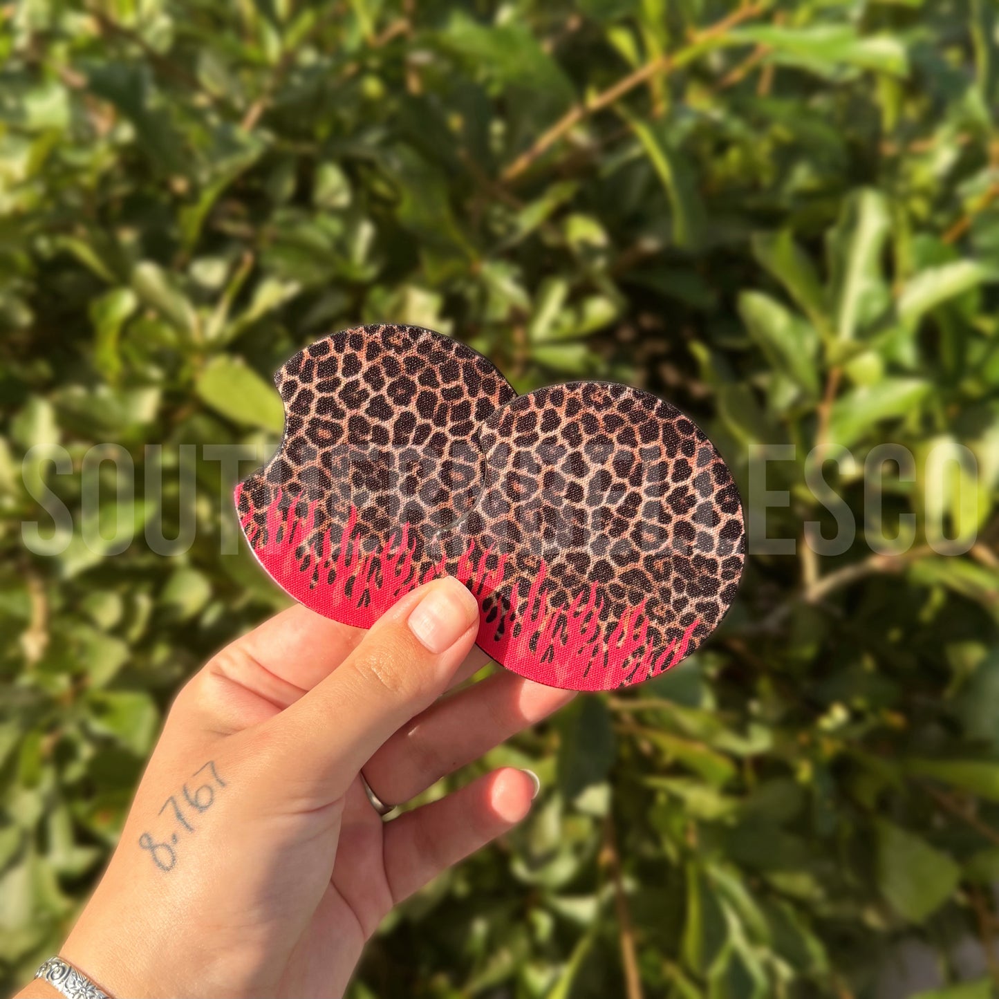 Leopard Flames Car Coasters