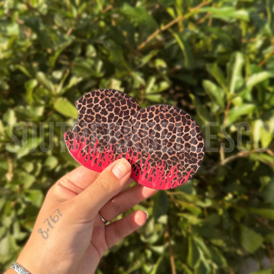 Leopard Flames Car Coasters