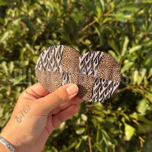 Leopard Flames Patchwork Car Coasters