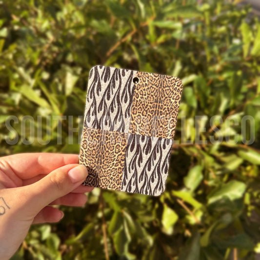 Leopard Flame Patchwork Felt Freshie